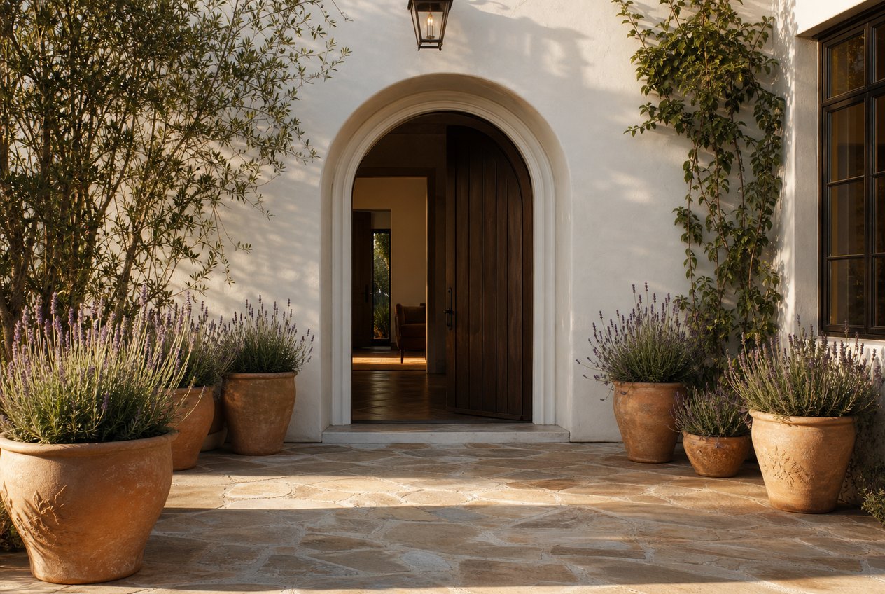 Sunlit entry of a Northern California home